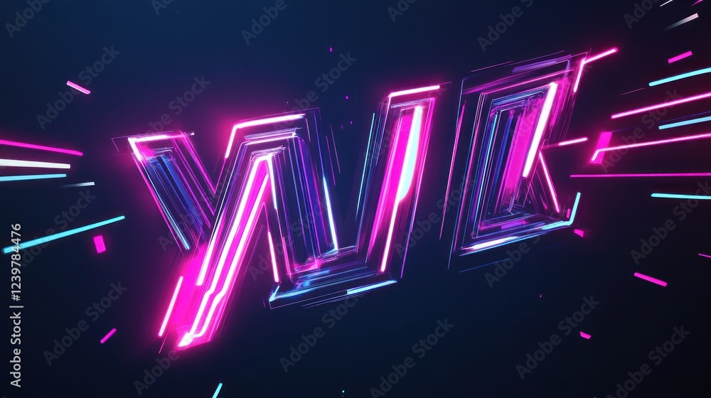 Poster abstract neon lines dynamic composition