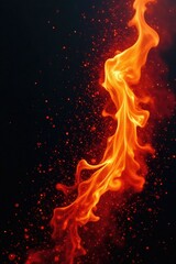 Fototapeta premium Flame abstract on a black canvas with splashes of color, intense, fiery, fervor