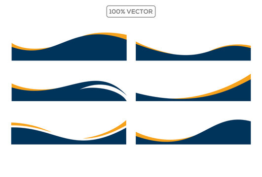 Collection of wave separator footers, modern dividers shapes vector illustration template