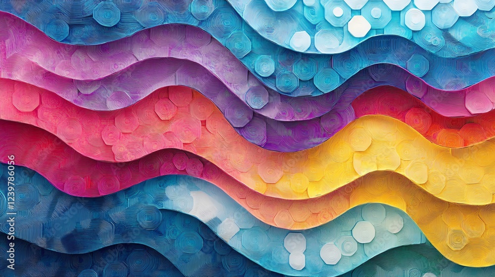 Poster colorful abstract waves in vibrant hues create a visually striking pattern with dynamic movement and