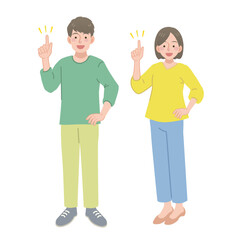 指差しをする男女