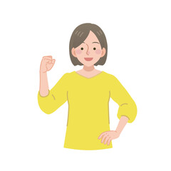 ガッツポーズをする女性