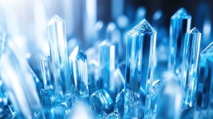 Abstract Blue Crystal Formation: Prismatic Elegance