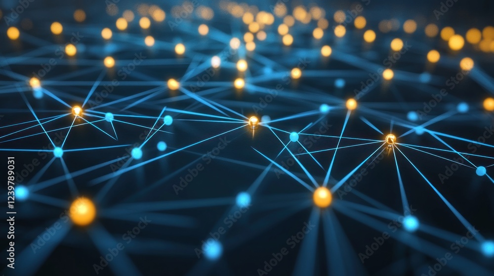 Poster illuminated network: abstract digital connection