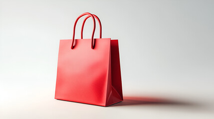 Red Shopping Bag:  A vibrant red shopping bag with two handles stands on a minimalist background, ready to be filled with exciting new purchases. The bag's smooth, polished surface reflects the light.