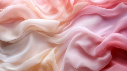 Fototapeta premium Delicate pink and cream ombre silk fabric drapes