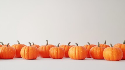 Autumn pumpkins on white background, fall harvest