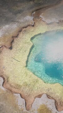 3D. USA. Wyoming. Hot Springs. Yellowstone National Park. Doublet Pool. Vertical Format