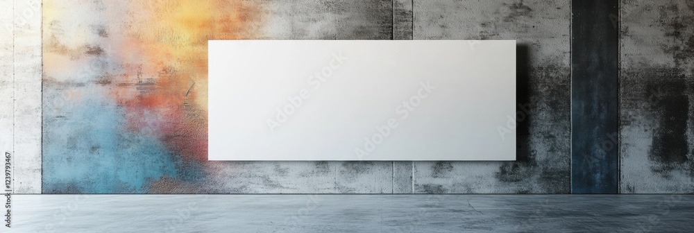 Poster modern gallery interior featuring blank canvas ready for artistic display in contemporary space with
