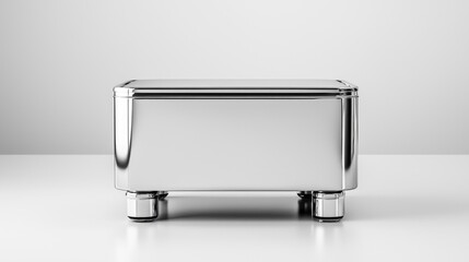 Stainless steel container on white background. Studio shot for product catalog