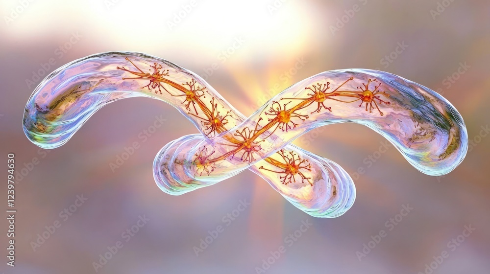 Poster microscopic neuron cells brain synapses neural network medical science background