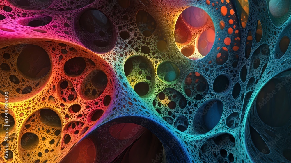 Aufkleber colorful abstract fractal patterns with intricate designs and vibrant hues in a digital creation