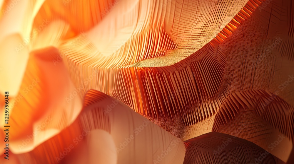 Poster intricate patterns of orange and brown sculpture highlighting texture and depth in a creative design