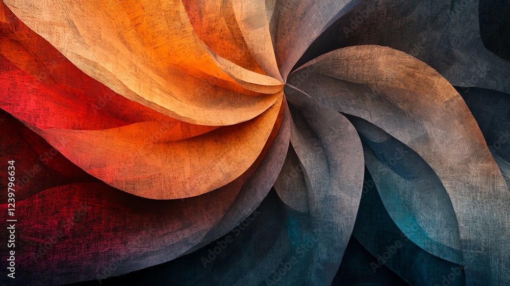 Poster colorful abstract swirl pattern reflecting depth and texture in modern design