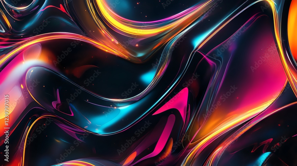 Poster colorful abstract design with swirling patterns and vivid hues creating a vibrant visual experience 
