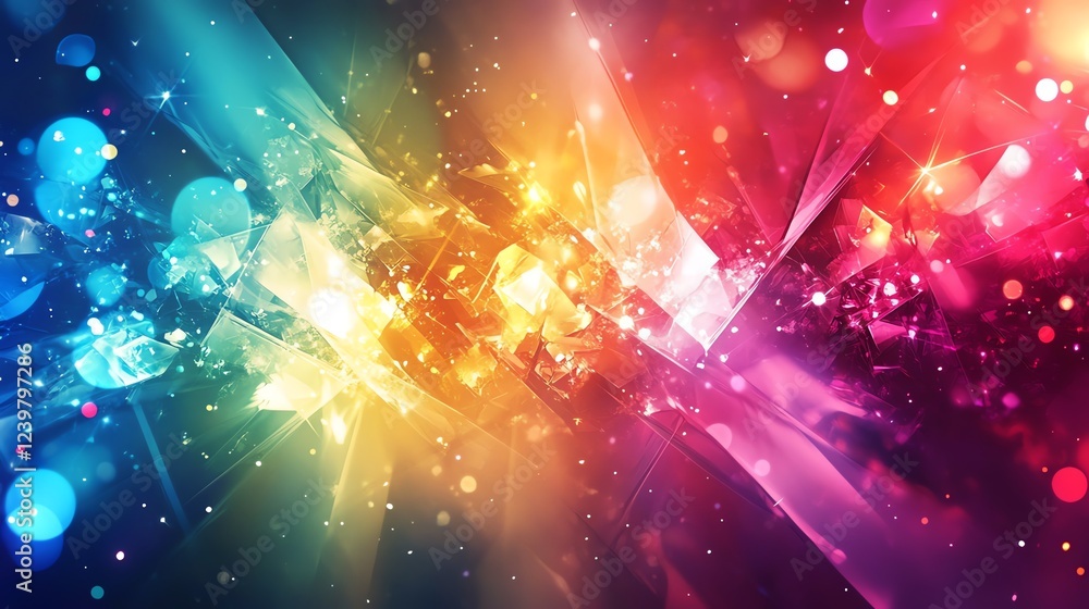 Poster vivid light patterns create a mesmerizing abstract background with colorful sparkles and reflections