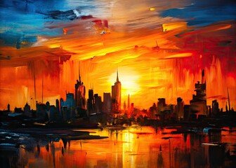 Fototapeta premium Modern hand-painted orange silhouette, vibrant contemporary art.