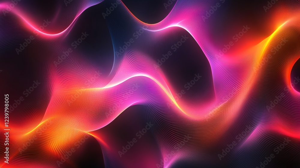Poster colorful abstract waves create a vibrant display of light and energy in a dark background