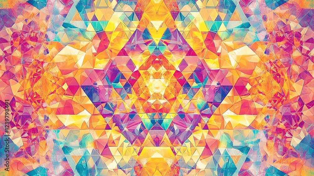 Poster Colorful Geometric Pattern With Vibrant Triangles and Dynamic Shapes Creating a Captivating Abstract Design