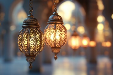 Sacred commemoration - a banner celebrating Lailat al-Miraj, vibrant hues, Islamic , honoring the miraculous night of Prophet Muhammad's ascension to the heavens in Islamic tradition.