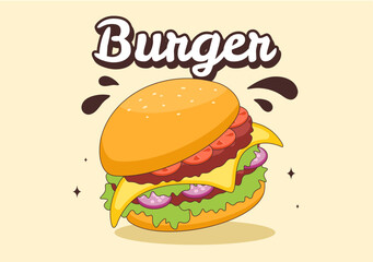 Junk Food Vector Illustration featuring Fast Food Meals such as French Fries, Pizza, Fried Chicken, and Hamburgers in a Flat Style Cartoon Background
