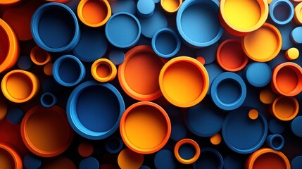 Abstract background of overlapping blue and orange circles.