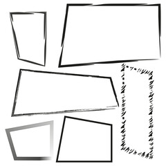 Creative frame designs. Irregular border shapes. Black vector outlines. Abstract graphic patterns.