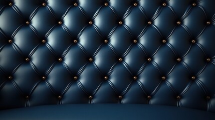 Deep blue tufted leather upholstery texture background.