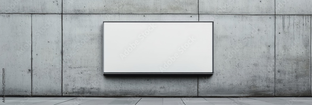 Poster blank advertising space on a concrete wall in a modern urban location during daylight. generative ai