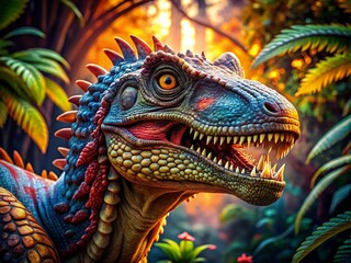 Majestic Dinosaur 5: High-Resolution Stock Photo of a Prehistoric Reptile with Deep Depth of Field