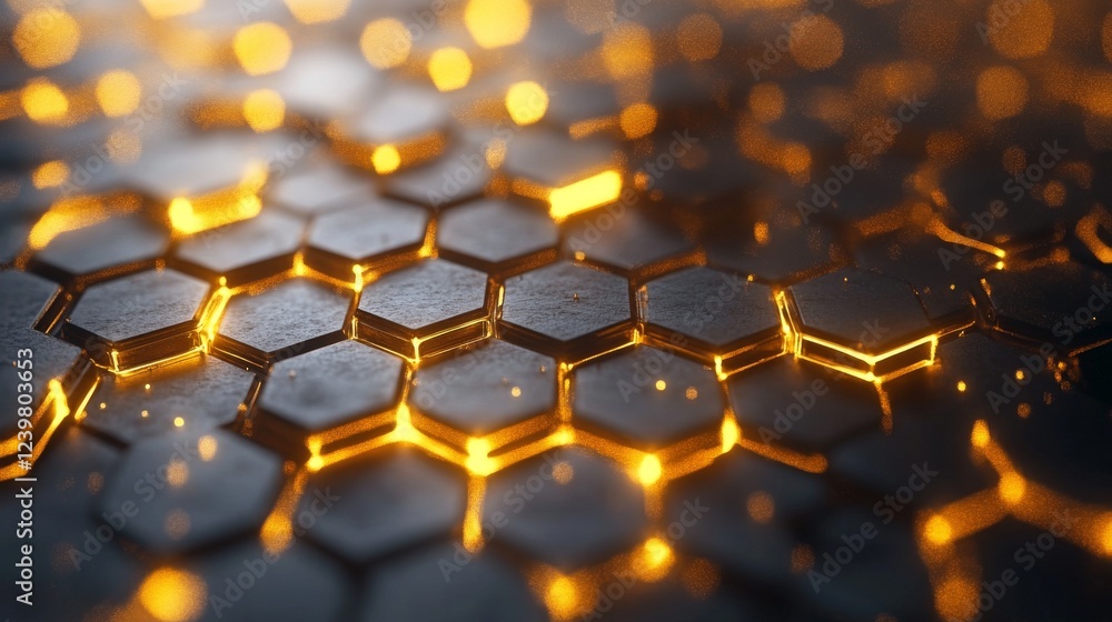 Poster illuminated hexagonal grid abstract design