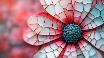Obraz premium Close-up of a Stunning Crimson and Teal Mosaic Flower