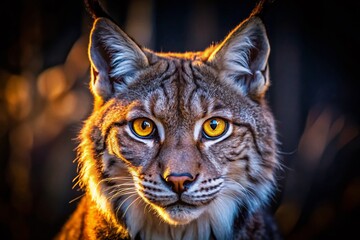 Fototapeta premium Majestic Lynx Night Prowl: Panoramic Wildlife Photography