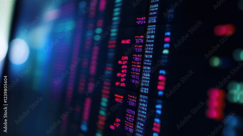 Poster dynamic data streams: illuminated digital stock market display