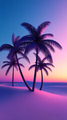 Obraz premium Palm trees in pastel sunset desert landscape