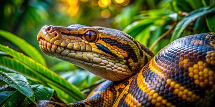 Majestic Reticulated Python in the Tropical Rainforest