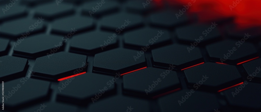 Poster abstract dark hexagon grid red neon tech background