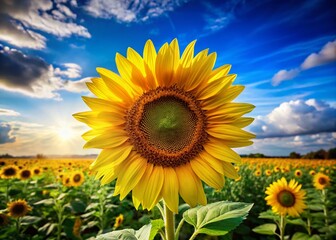 Fototapeta premium Majestic Sunflower and Azure Sky Captured Perfectly with the Rule of Thirds