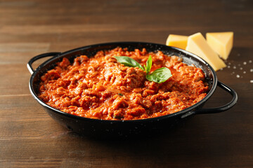 Bolognese sauce, concept of tasty and delicious food