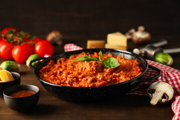 Bolognese sauce, concept of tasty and delicious food
