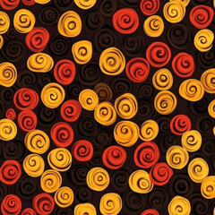 Colorful spiral pattern with red, yellow, and orange swirls