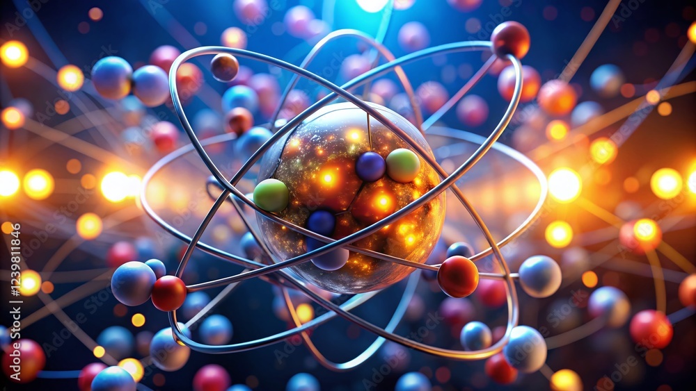 Aufkleber microscopic 3d atom model: high-resolution depth of field image