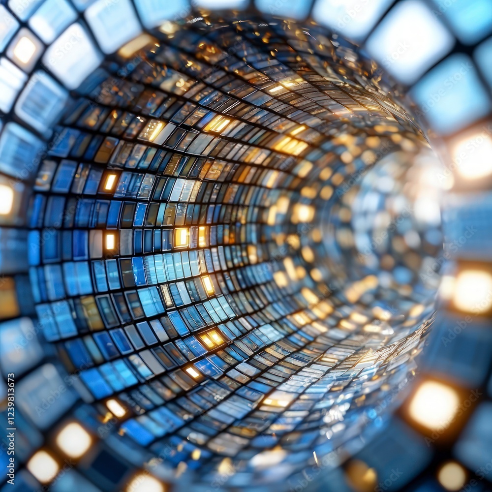 Poster futuristic data tunnel abstract technology background