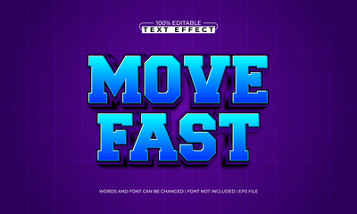 move fast editable text effect with a sport and play text style