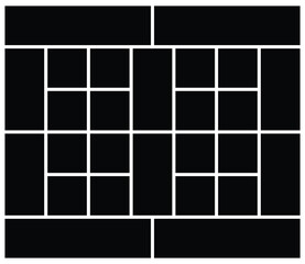 Rectangle empty photo collage grid template background. Tiles and mosaic picture frame for wall mood board and presentation. Family people photo album collage .