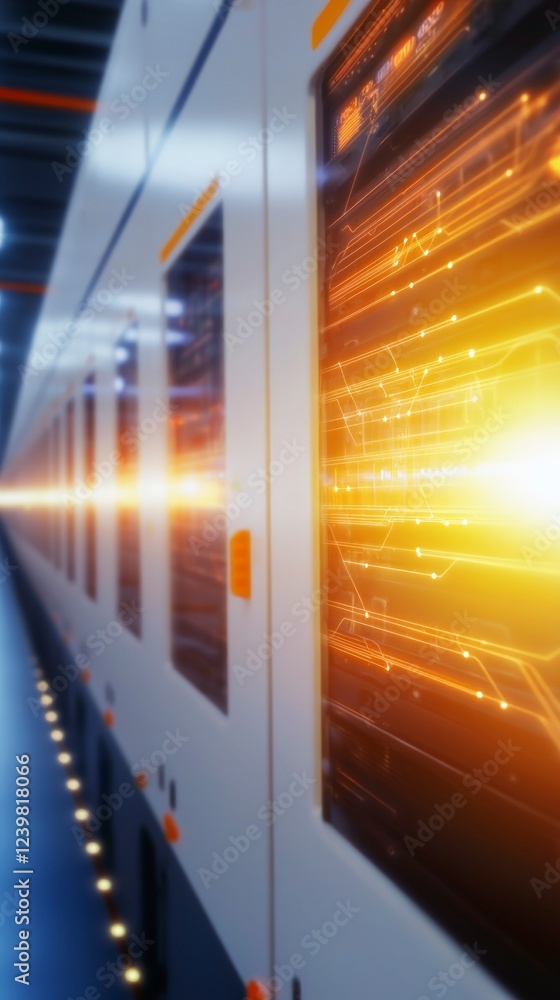 Poster futuristic server room network data technology cyber security innovation digital ab