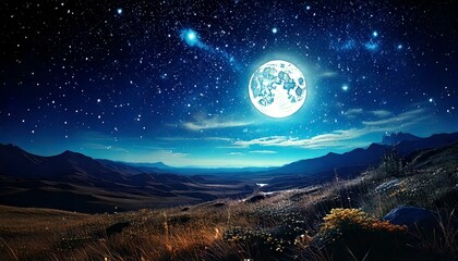 Fototapeta premium sky with a bright full moon 