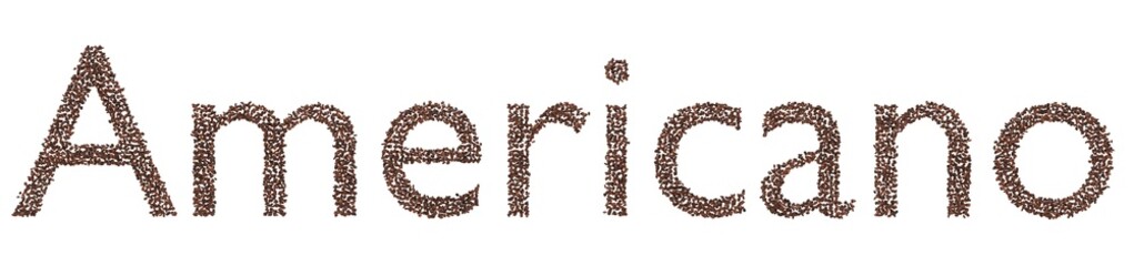 Americano Text Made with Coffee Beans - Transparent Background 3D Render