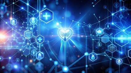 Fototapeta premium Modern Medical & Health Innovation: Blue Bokeh Background Stock Photo