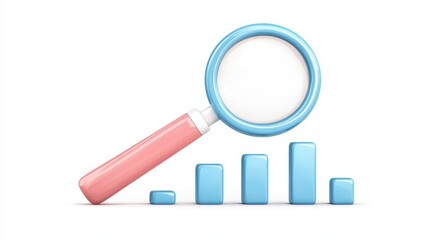 Graph icon showcasing trend fluctuations and magnifying data insights for business analytics financial reporting and performance tracking